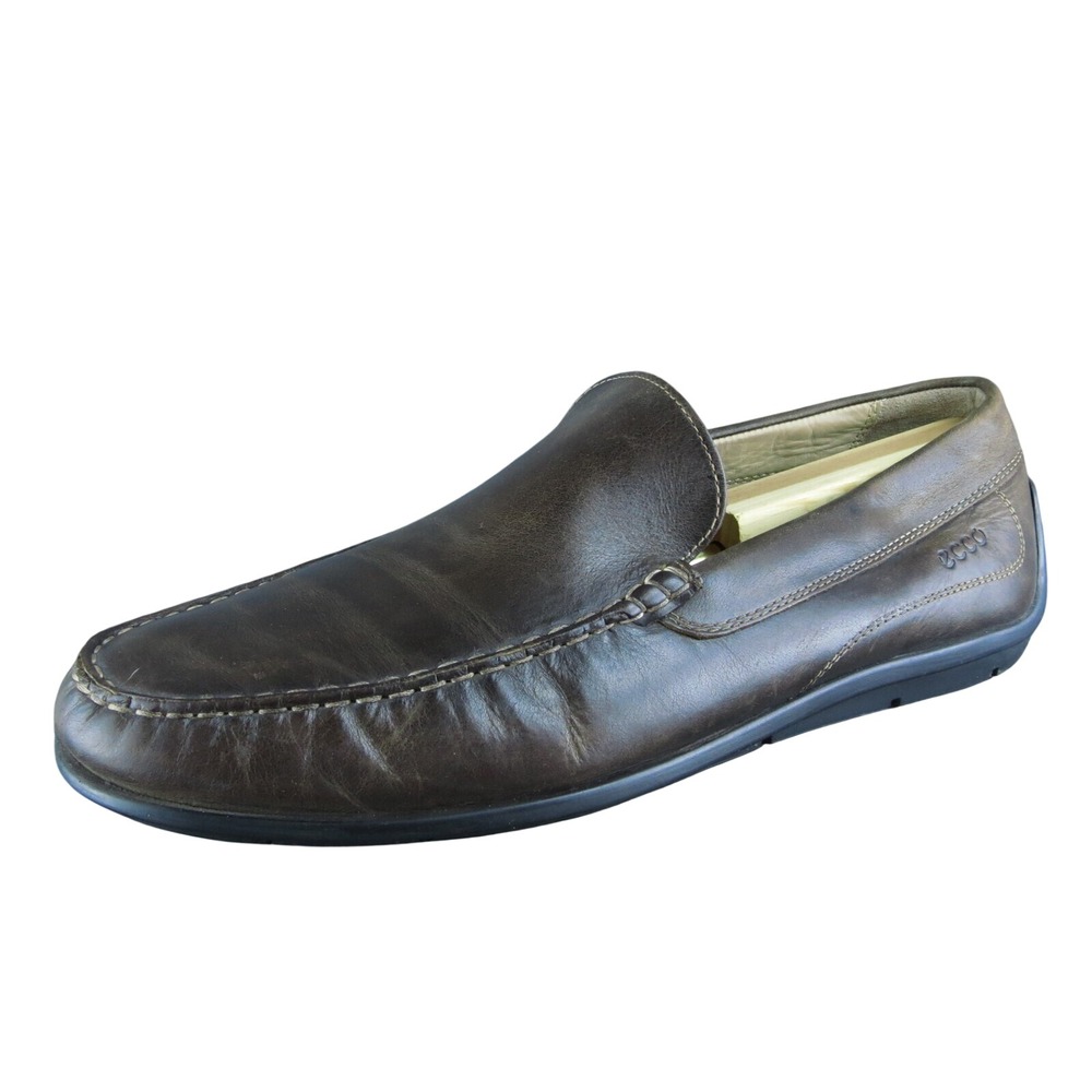 ECCO Classic Moc 2.0 Men Driving Loafer Shoe Size 46 Casual Coffee Brown Leather